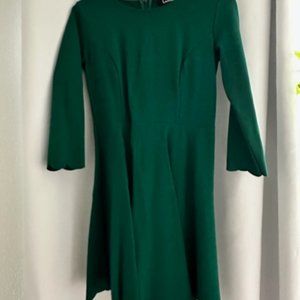 Scalloped Forest Green Dress